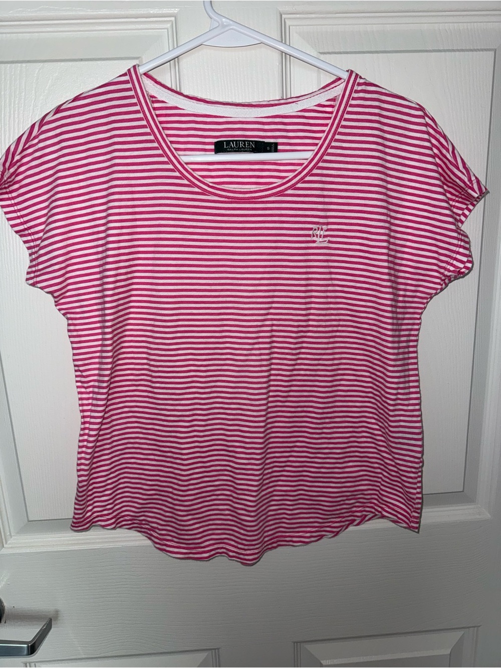 Ralph Lauren Pink and White Striped Short Sleeve Tee